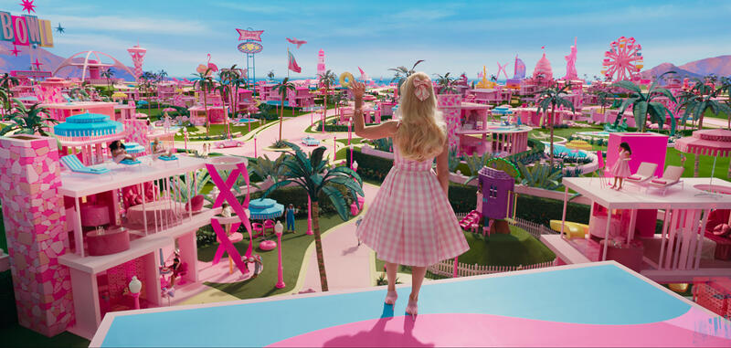 Barbie in her dreamhouse overlooking Barbie Land